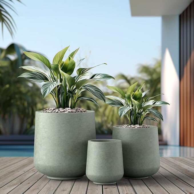 Kante 15.3"+11.6"+8.2" Dia Round Concrete Planter, Large Outdoor Indoor Planter - Image 3