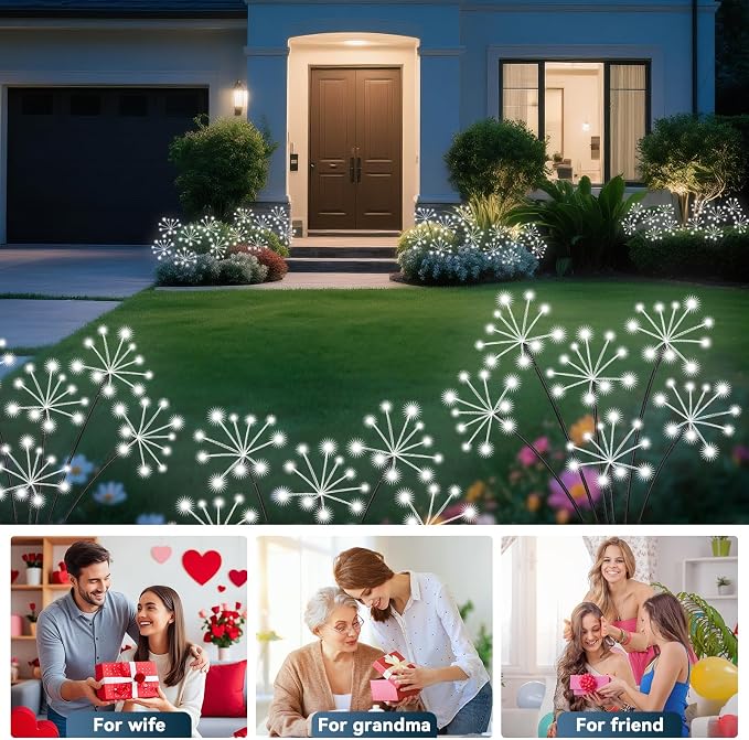 Solar Garden Lights 2 Pack Waterproof Swaying Starburst Light Solar Outdoor - Image 8