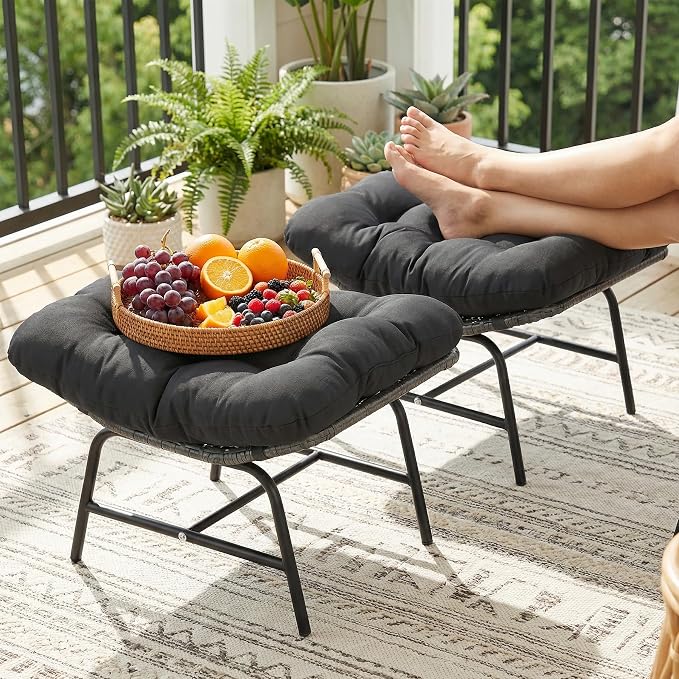 NICESOUL Indoor Outdoor Ottoman Set of 2, Large Wide Double Patio Footstool - Image 9