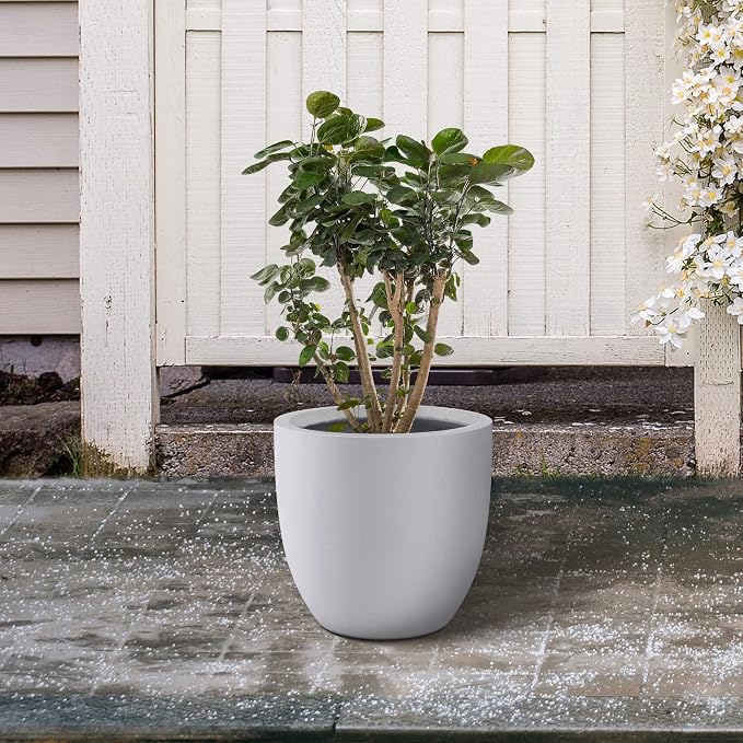 Kante 16.5" Dia Round Concrete Planter, Large Outdoor Modern Indoor Decorative - Image 5