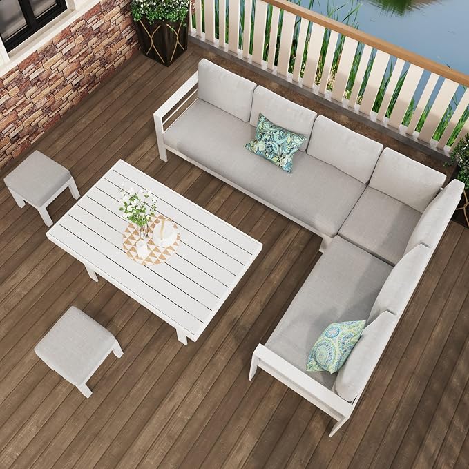 Solaste Aluminum Patio Furniture Set, Metal Patio Sectional Sofa - Image 7