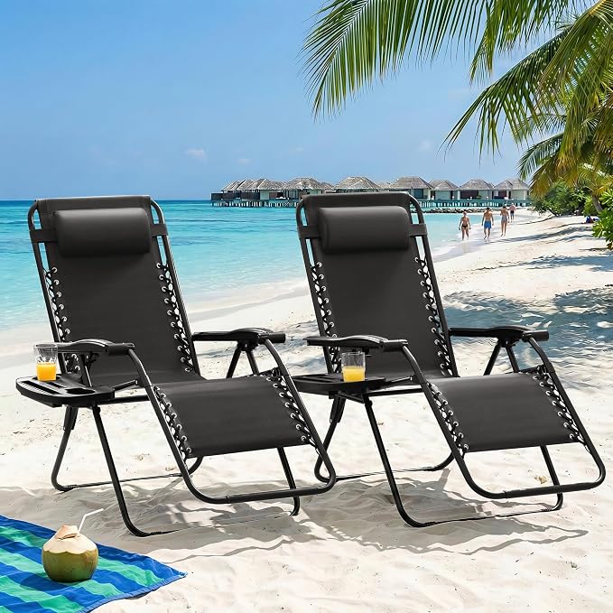 Homall Zero Gravity Chair Patio Folding Lawn Outdoor Lounge Gravity Camp - Image 4