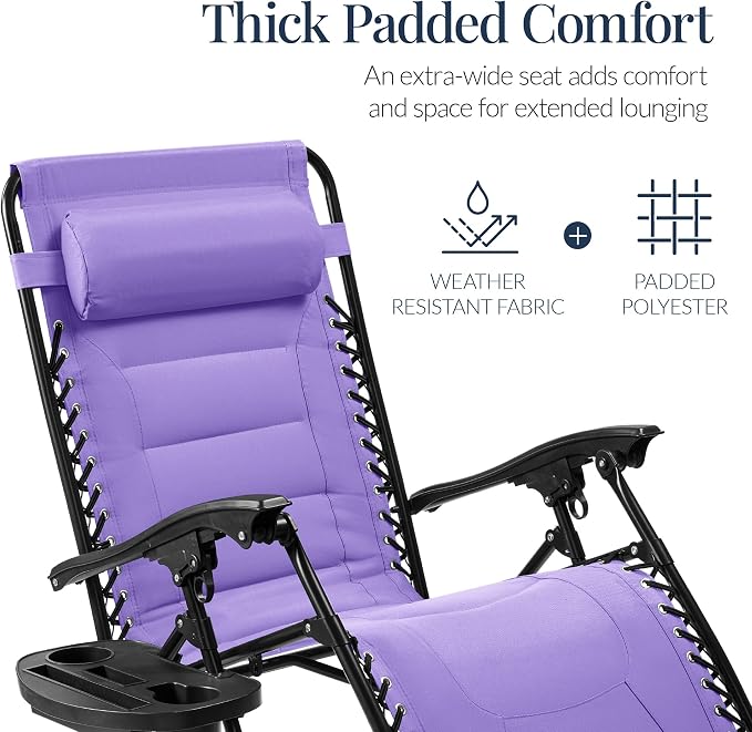 Best Choice Products Oversized Padded Zero Gravity Chair, Folding Outdoor Patio - Image 4