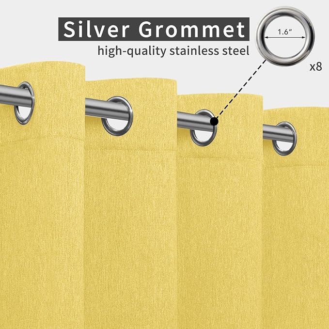 Easy-Going Linen Look Outdoor Curtains Waterproof Windproof Porch Curtains - Image 3