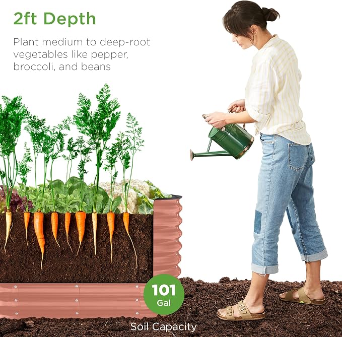 Best Choice Products 4x2x2ft Outdoor Metal Raised Garden Bed, Oval Deep Root - Image 2