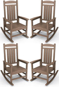 KINGYES HDPE Outdoor Rocking Chair Set of 4, All-Weather Poly Patio Rocking by KINGYES
