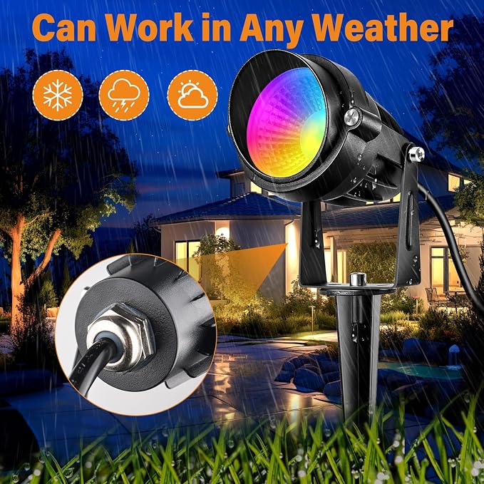 Halloween Christmas RGBW Landscape Light Outdoor, 10W Color Changing Low - Image 5