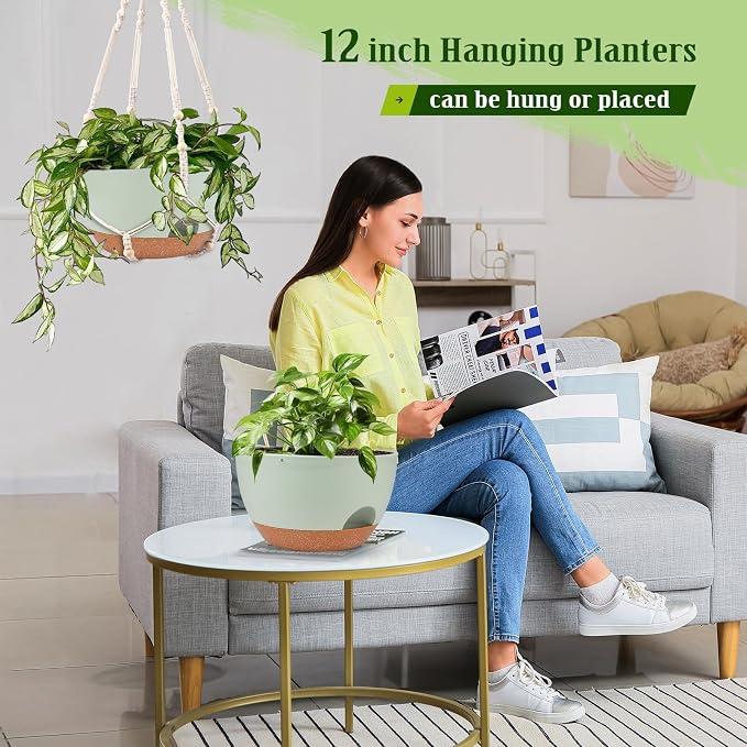 Hanging Planters for Outdoor Indoor Plants, 2 Pack 12 Inch Hanging Basket - Image 5