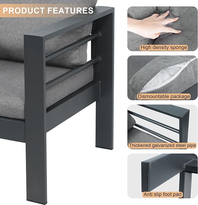 3-Seater All-Weather Iron Patio Sofa - Image 6