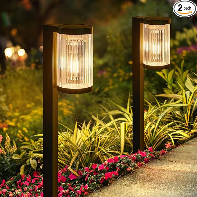 Solar Pathway Lights Outdoor, 2 Pack Upgraded Outdoor Solar Lights by ELECLINK
