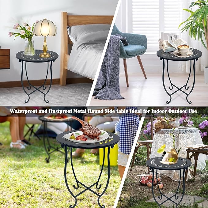 Metal Round Side Table, 2 Pack 14 Inch Bedside Table - Image 6