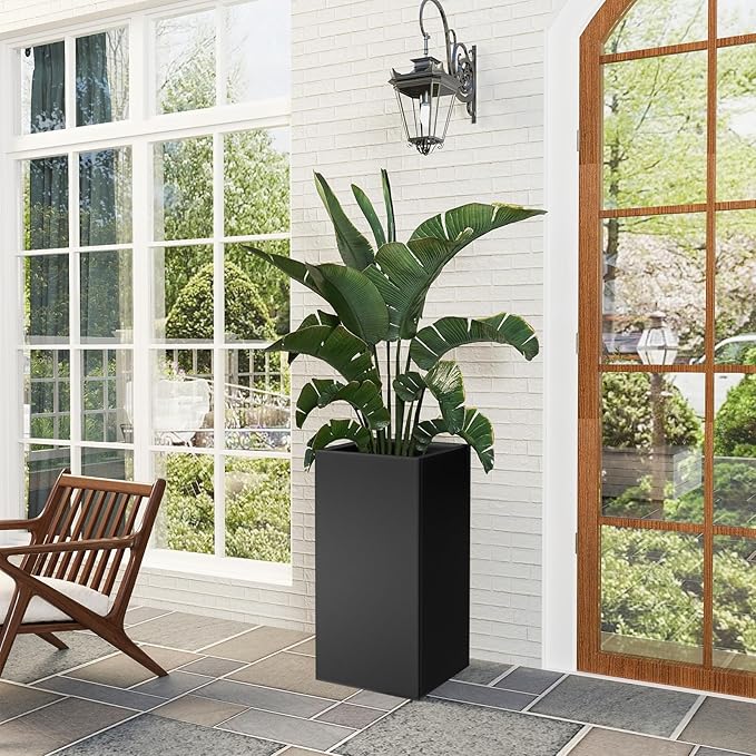 Metal Large Planter Box 15" L x 15" W x 30" H, Heavy Duty Tall Rectangle - Image 5