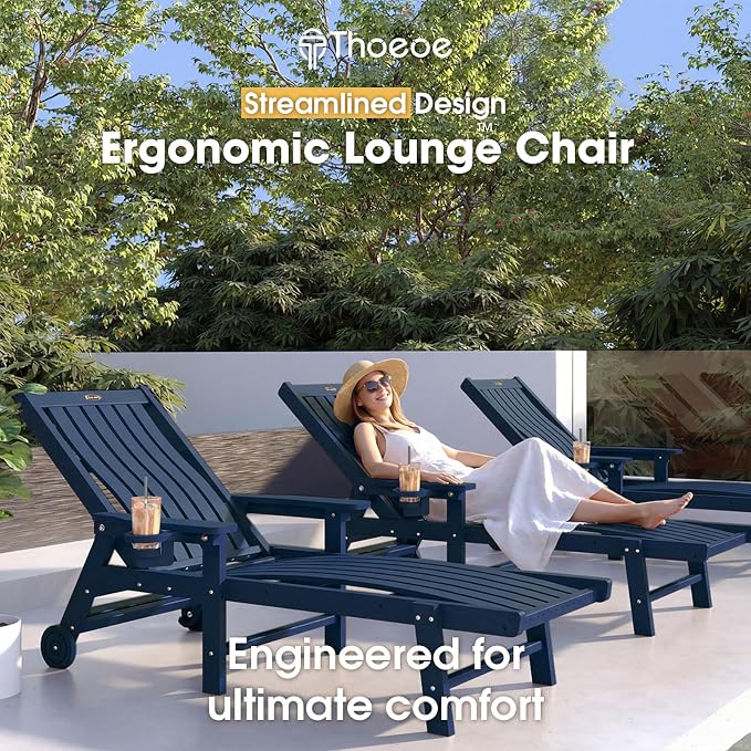 Patio Chaise Lounge Chair Set of 4, Oversized Lounge Chair Outdoor - Image 3