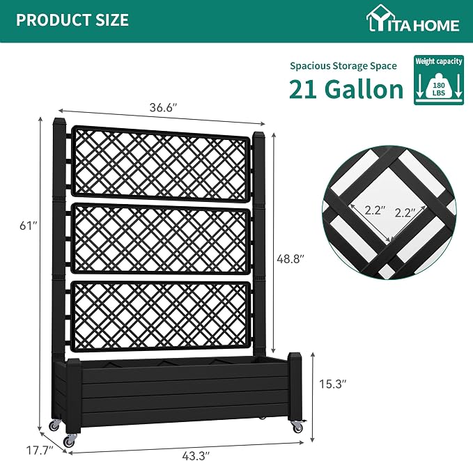 YITAHOME 43.3x17.7x61 in Planter Trellis Box - Image 8