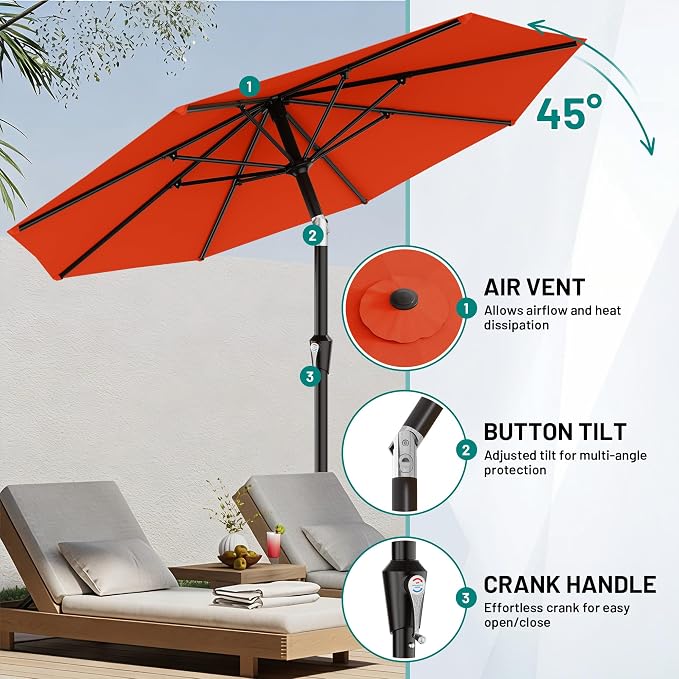 AreShark 9 FT Patio Umbrella for Outdoor, Outdoor Umbrella - Image 5