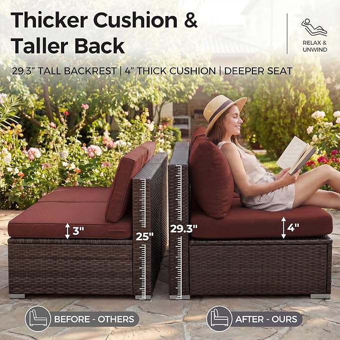 NICESOUL 10 Pieces Outdoor Patio Furniture Set - Image 7