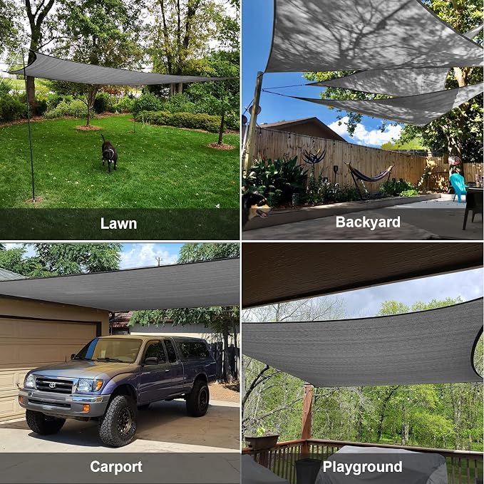 SUNLAX Large Sun Shade Sail 20' x 23' Dark Grey Rectangle Canopy Sail Shade - Image 8