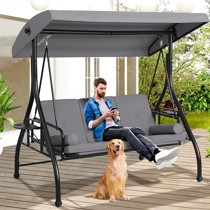 Grepatio 3-Seat Outdoor Porch Swing - Image 6