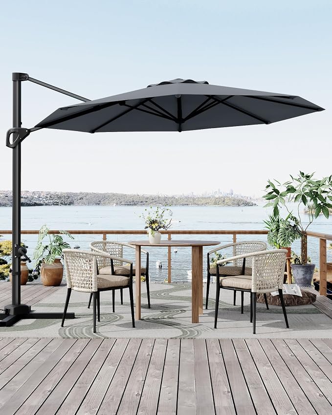 GarveeLife 10 ft Patio Umbrella Outdoor Large Cantilever Umbrella Market Sun by GarveeLife