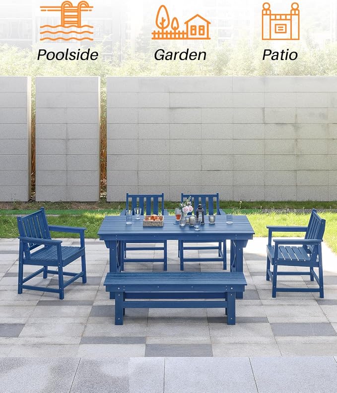 HDPE Outdoor Bench, Poly Lumber Adirondack Benches, All Weather HDPE Garden - Image 7