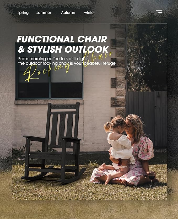 KINGYES Oversized Outdoor Rocking Chair Set of 2, All-Weather Patio Rocking - Image 6