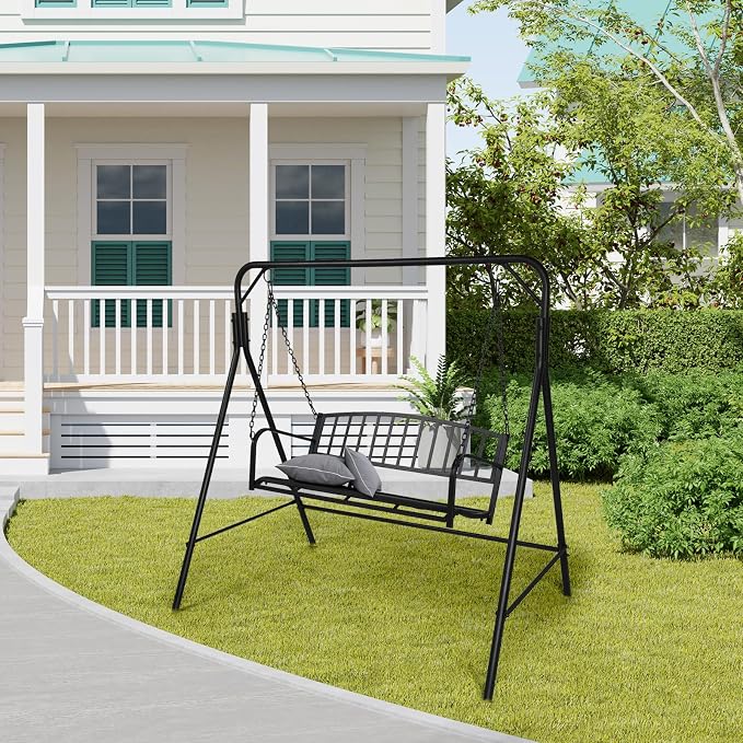 2-Person Metal Porch Swing, Heavy Duty 550LB Capacity, Garden and Balcony - Image 6