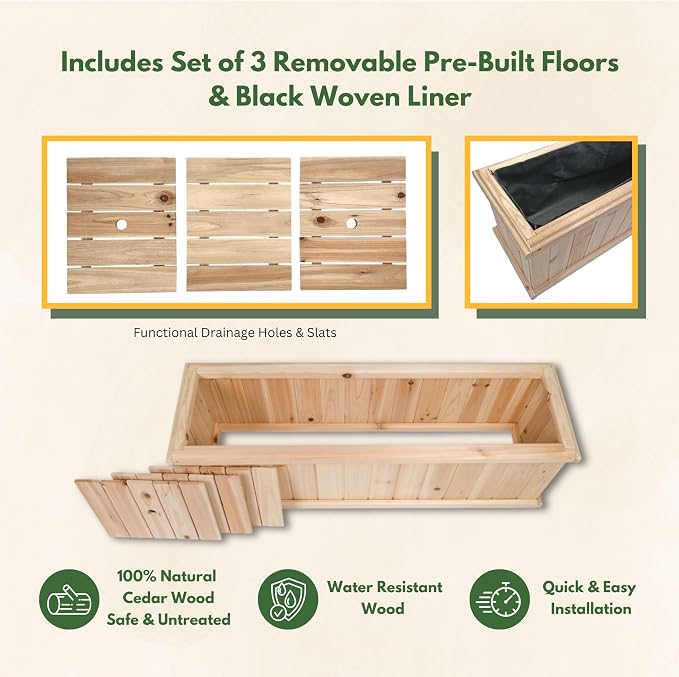 Shine Company Premium Cedar Raised Garden Bed, Planter Box - Image 7