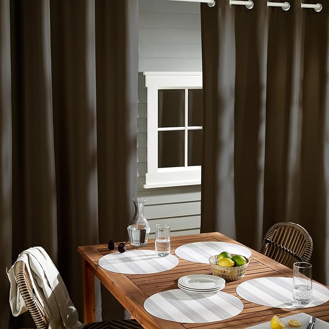 TOWN & COUNTRY BASICS Cabana Solid Heavyweight Indoor Outdoor Curtains - Image 4