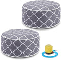 Juexica 2 Pack Outdoor/Indoor Inflatable Ottoman, All Weather Round Pouf by Juexica