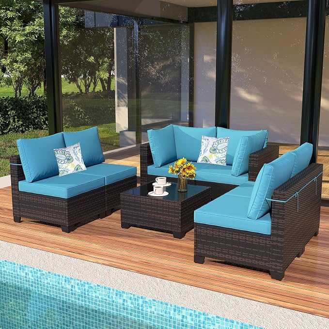 Outdoor Wicker Patio Furniture Set, Rattan Sectional Sofa Set - Image 7