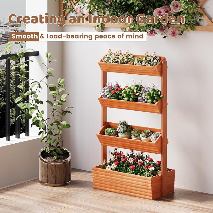 FILWH Wooden Raised Garden Bed Vertical Planter Box, Freestanding Plant Stand - Image 5
