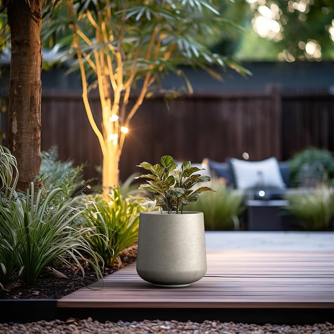 Kante 11.6" Dia Round Concrete Planter, Outdoor Indoor Large Plant Pots - Image 5