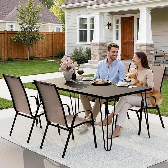 JEAREY Patio Dining Chairs Set of 4, Outdoor Stackable Dining Furniture Set - Image 6