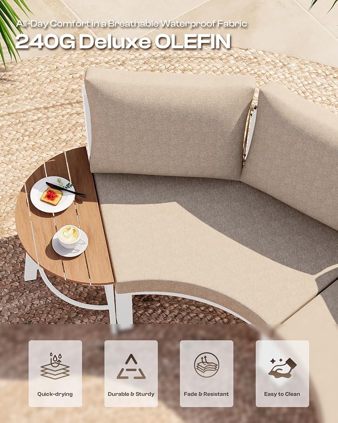 Outdoor Aluminum Round Coffee Table, All-Weather Patio Coffee Tables - Image 4