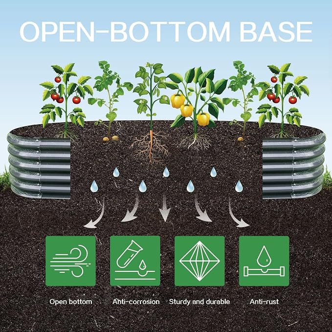 Gardmax Galvanized Raised Garden Bed, Lightweight Planter Boxes Outdoor - Image 3