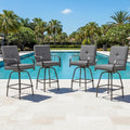 Patio Swivel Bar Stools Set of 4, Outdoor Bar Height Swivel Chairs by STRPRETTYBASIC