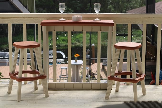 Single Bar Set Includes 2 Barstools Redwood Top & Warm Grey Base Ideal - Image 2