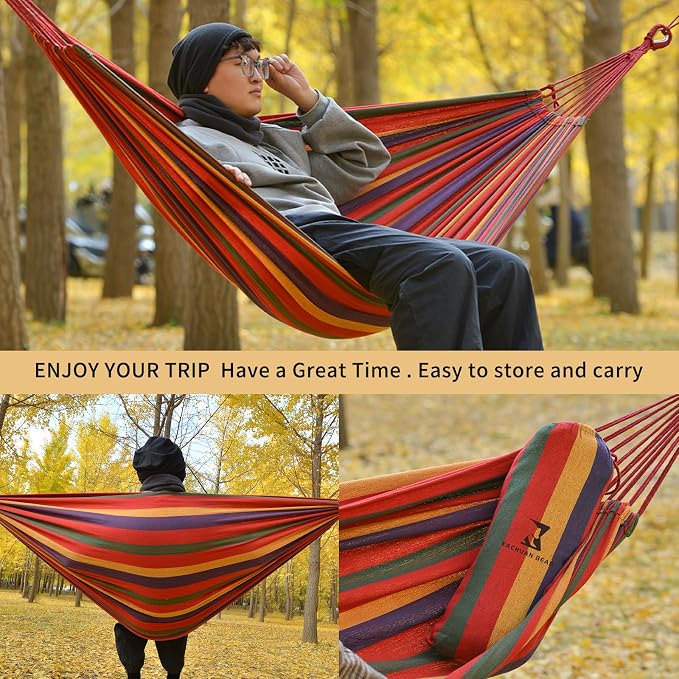 Rainbow Hammock Cotton Hammocks Comfortable Fabric Hammock - Image 2