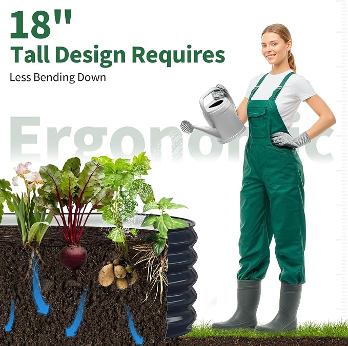 Kesfitt Raised Garden Bed, Metal Galvanized Steel Oval Garden Bed 8x2x1.5 ft - Image 7