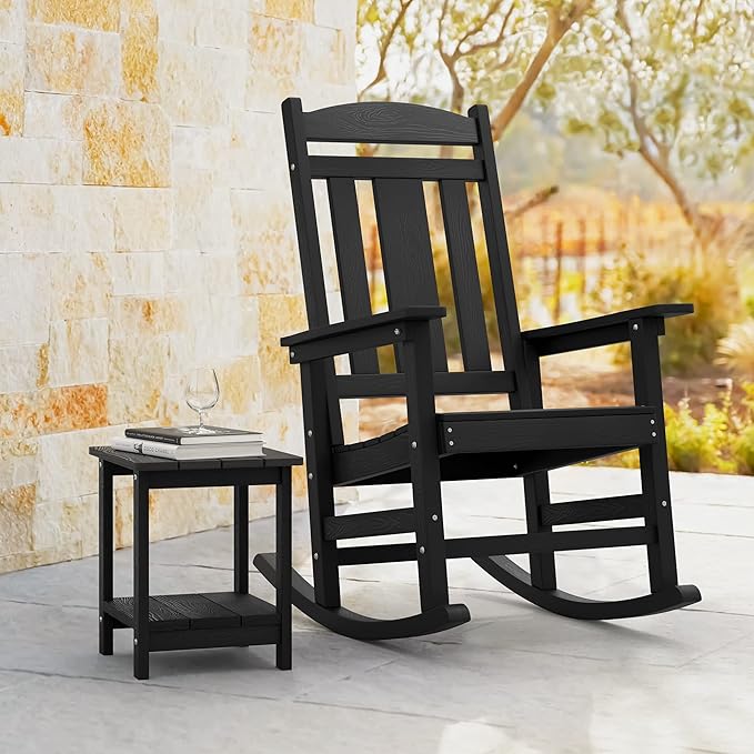 LUE BONA Rocking Chair Outdoor, Weather Resistant Poly Plastic Rocker Chairs - Image 6