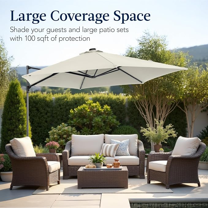 Best Choice Products 10ft Solar LED Offset Cantilever Hanging Market Patio - Image 5