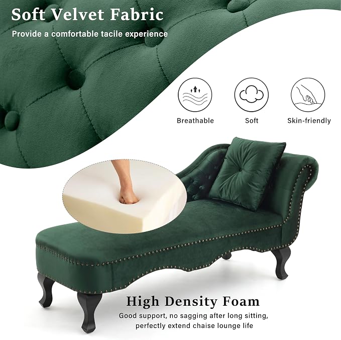 Merax 62'' Velvet Chaise Lounge Indoor - Image 4