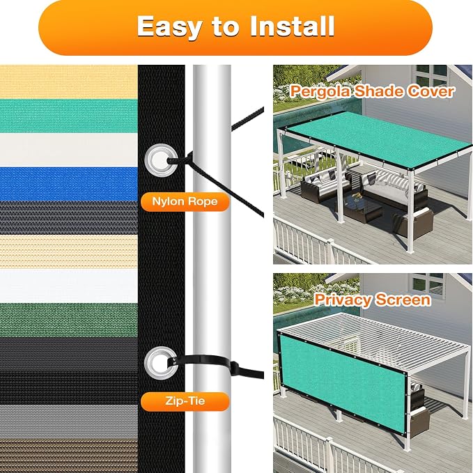 Artpuch Outdoor Pergola Shade Cover 7' X 24' Sun Shade Cloth - Image 5