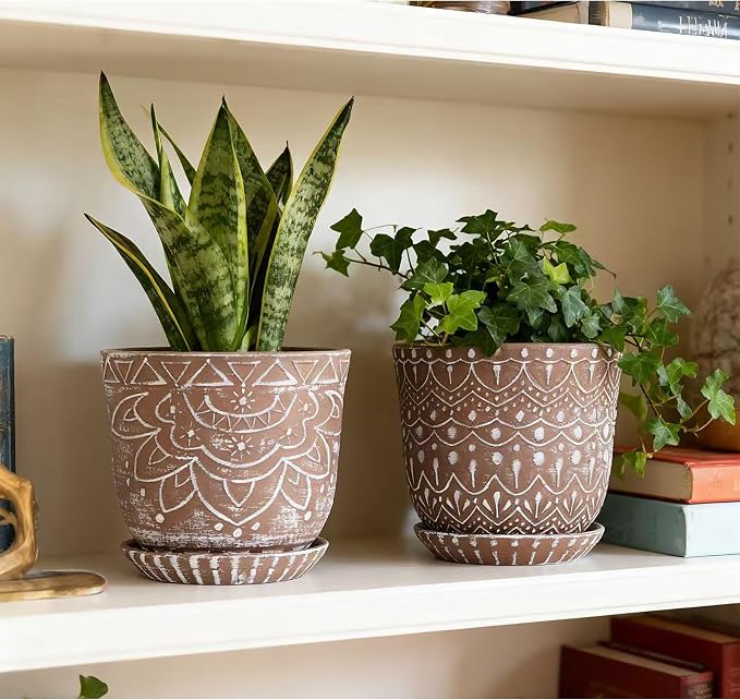 Gepege Ceramic Planter, 6 Inch Plant Pot - Image 8