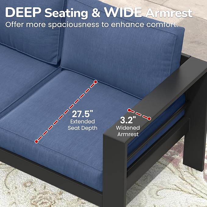 Solaste Aluminum Loveseat Patio Furniture, Weather-Resistant - Image 3