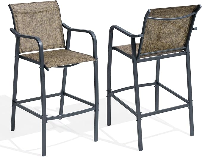 Crestlive Outdoor Bar Stools Set of 2, 500 lb Capacity Metal Patio Bar Chairs by CrestliveProducts