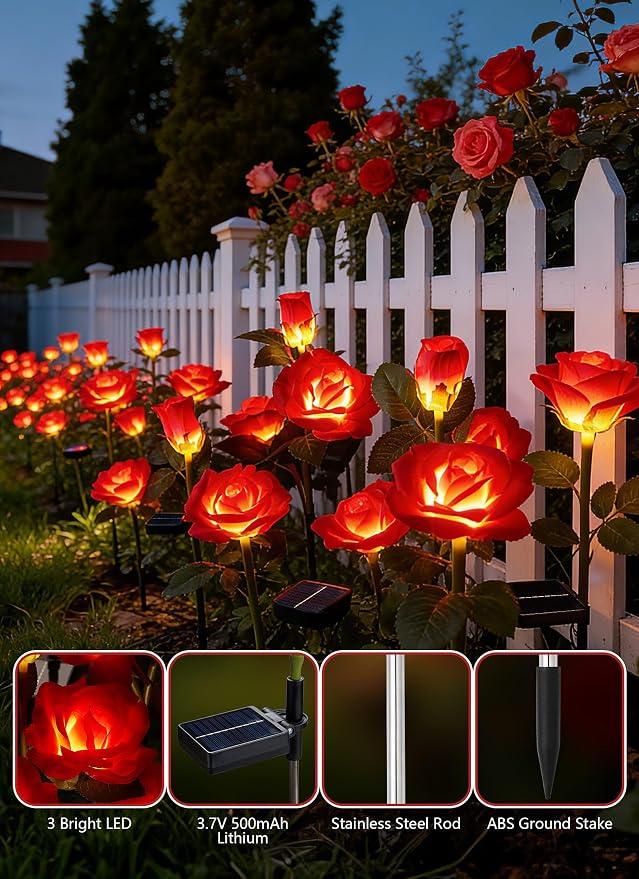 Brightown Outdoor Solar Flower Lights, 4 Pack Solar Garden Light - Image 3