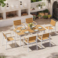 Aluminum Outdoor Dining Set for 6, Patio Table and Chairs Set by Oasbira