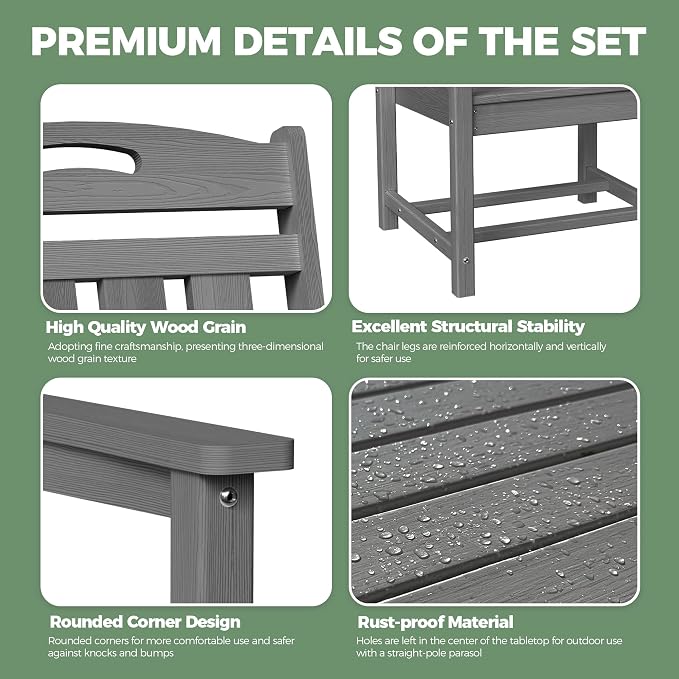 HDPE Outdoor Patio Dining Set - Image 6