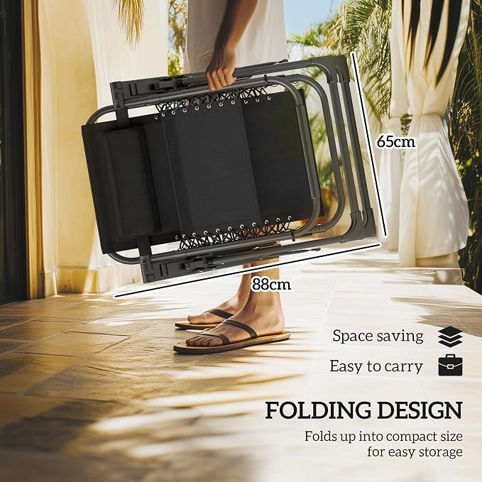Outsunny Zero Gravity Chairs Set of 2, Reclining Folding Zero Gravity Lounge - Image 7